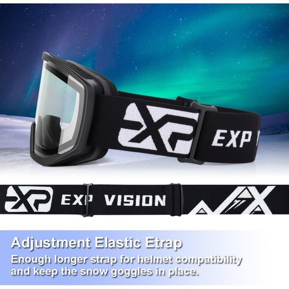 Women OTG Black Frame Clear Anti Fog UV Protection Snowboard Goggles - Picture 6 of 7